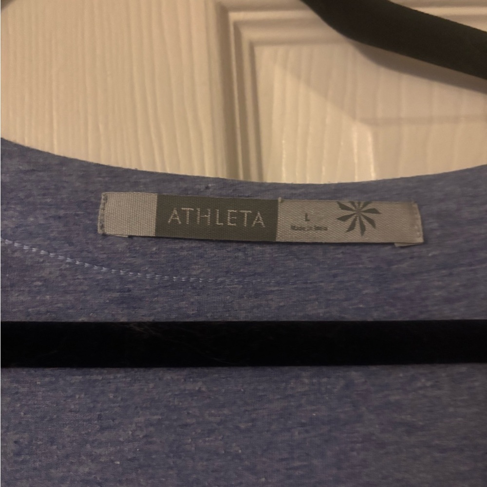 Athleta Large Blue Patterned V-Neck Mini Dress - Picture 2 of 4